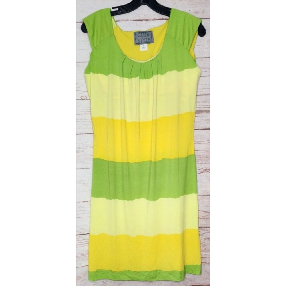 Rare Club Style Yellow Polyester Spandex Fitted Nightgown Leisure Dress Size 10